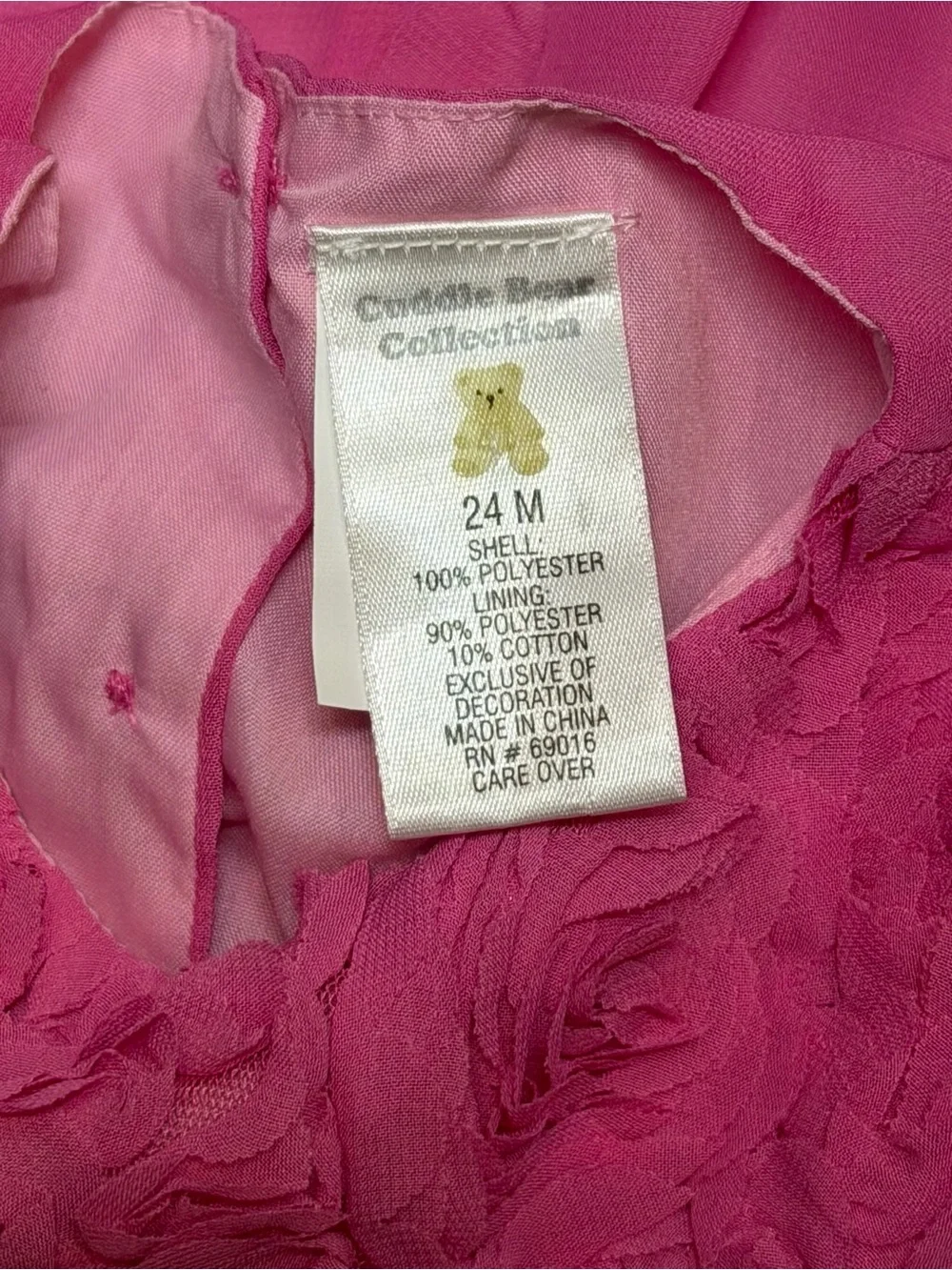 Cuddle Bear Collection Girls 24M Hot Pink Rosette Floral Bubble Party Dress